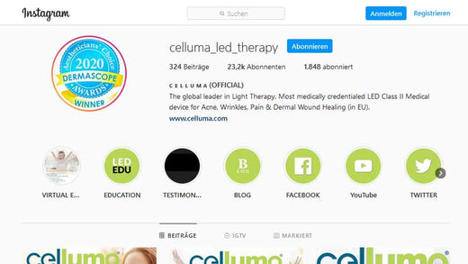 Celluma auf Instagram und Facebook